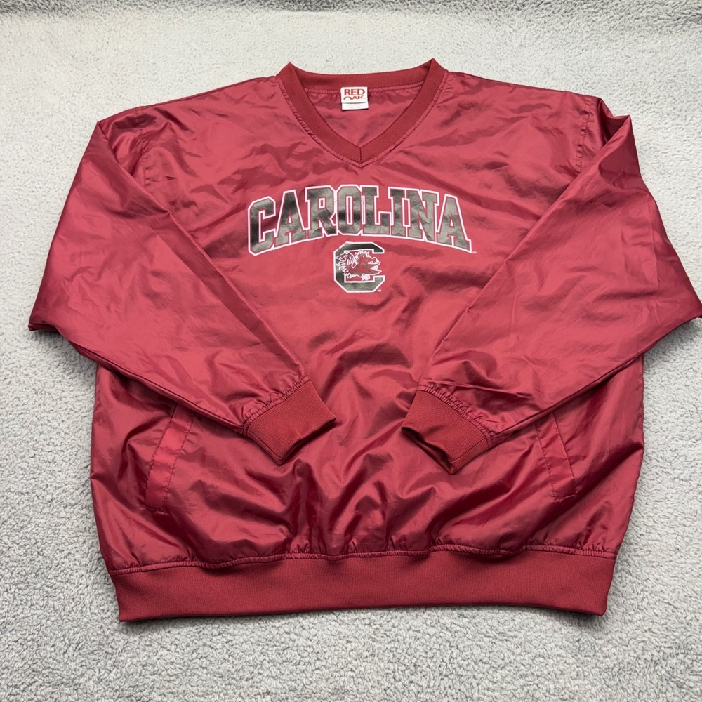 Red Oak Mens XL Vintage Carolina Gamecocks Garnet V-Neck Windbreaker Pullover